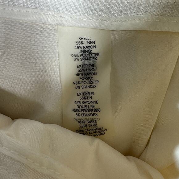 Calvin Klein Womens Linen Blend Suit Pants Belted NWT Sz 8 White High Rise - Picture 6 of 11